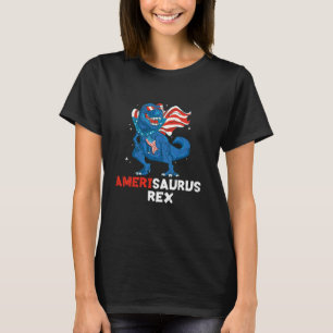 Camiseta Funny Amerisaurus T Rex American Flag 4º de julho
