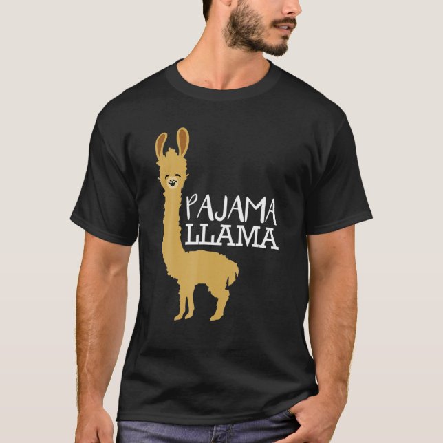 Camiseta Funny And Cute Pajama Llama Bed Time Pyjama Gift (Frente)