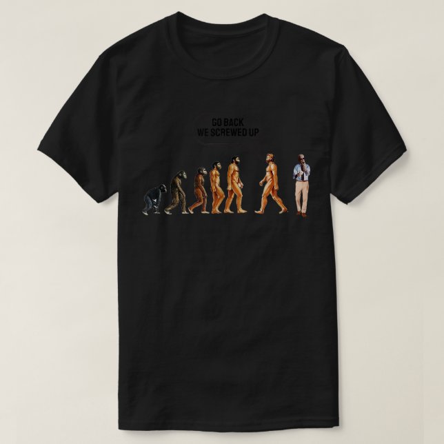 Camiseta Funny Anti Biden Evolution of Man Go Back We Screw (Frente do Design)
