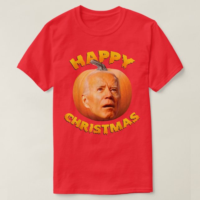 Camiseta Funny Anti Joe Biden Feliz Natal Pumpk (Frente do Design)