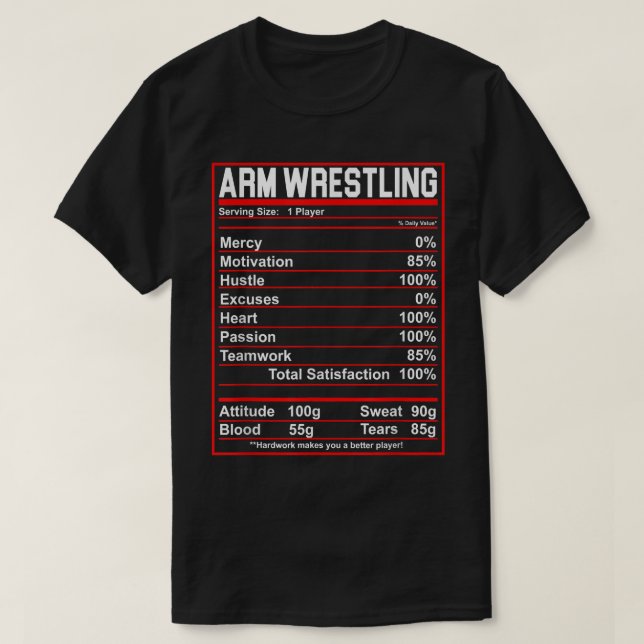 Camiseta Funny Arm Wrestling Nutrition Facts Arm Wrestler  (Frente do Design)