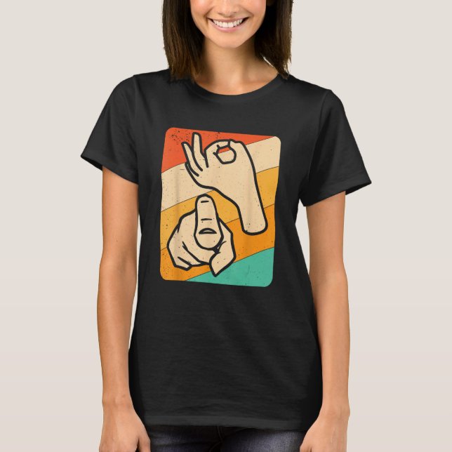 Camiseta Funny ASL American Sign Language, (Explícita) Nove (Frente)