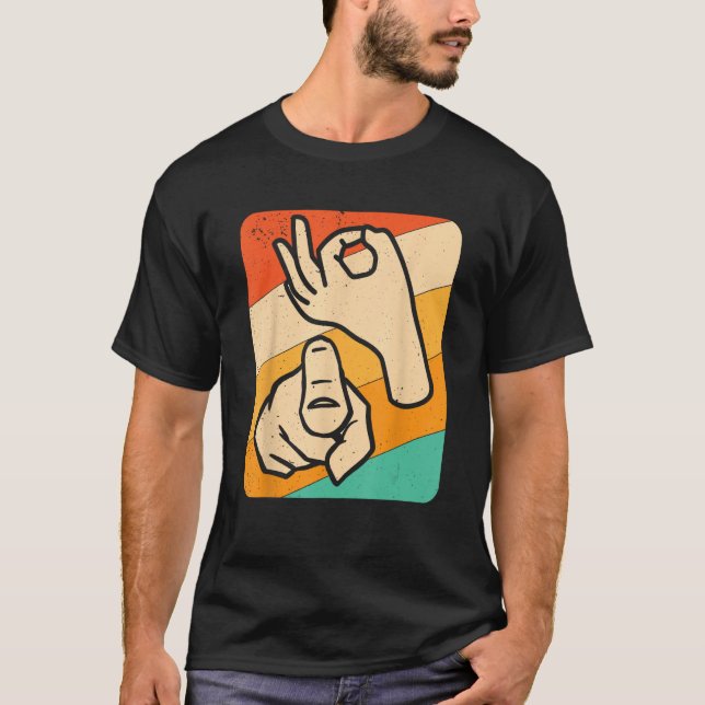Camiseta Funny ASL American Sign Language, (Explícita) Nove (Frente)