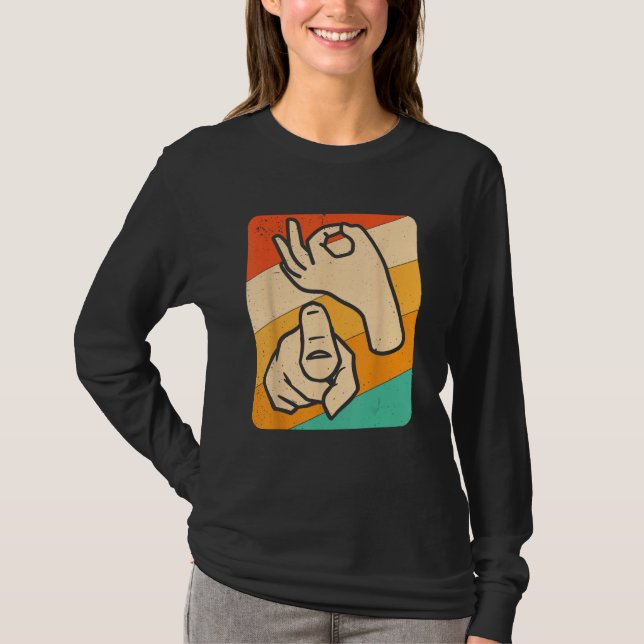 Camiseta Funny ASL American Sign Language, (Explícita) Nove (Frente)