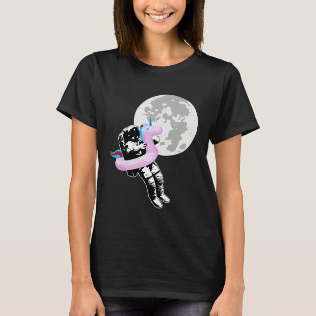 Camiseta Funny Astronaut Moon Unicorn and Space Themed Desi (Frente)