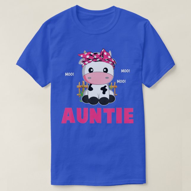 Camiseta Funny Auntie Cow Cute Cow Farmer Birthday Matching (Frente do Design)
