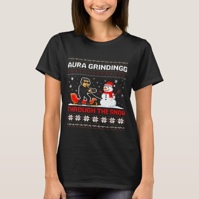 Camiseta Funny Aura Grinding Christmas Meme Winter Gamer  (Frente)