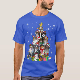 Camiseta Funny Australian Shepherd Dog Christmas Tree Xmas 