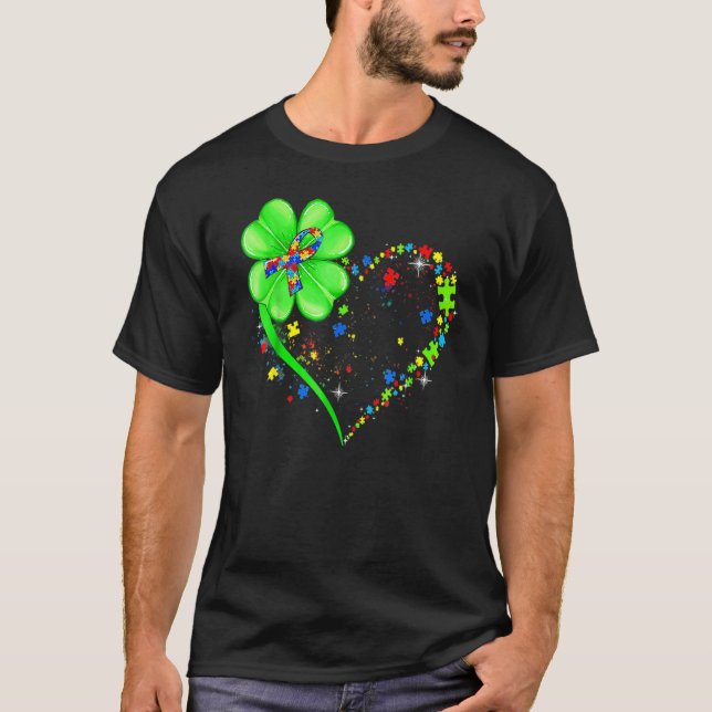 Camiseta Funny Autism Awareness St Patricks Day Clover Auti (Frente)