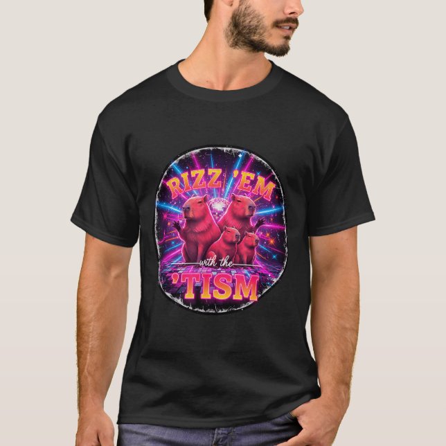 Camiseta Funny Autism Rizz Em With The Tism Capybara Meme A (Frente)