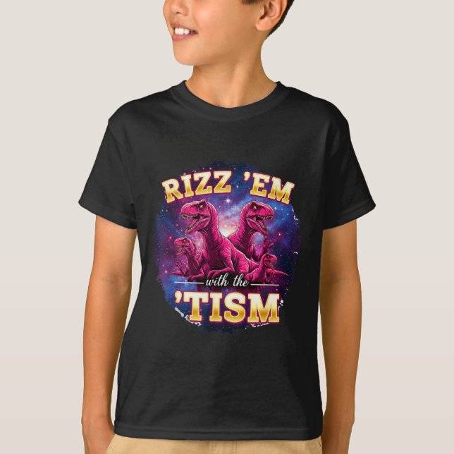 Camiseta Funny Autism Rizz Em With The Tism Dinosaur Meme A (Frente)