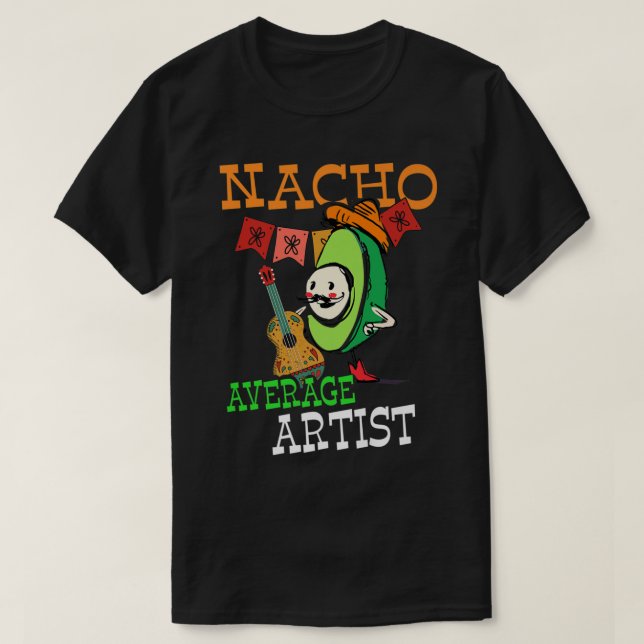 Camiseta Funny Avocado Sombrero Fiesta Nacho Média Artista (Frente do Design)
