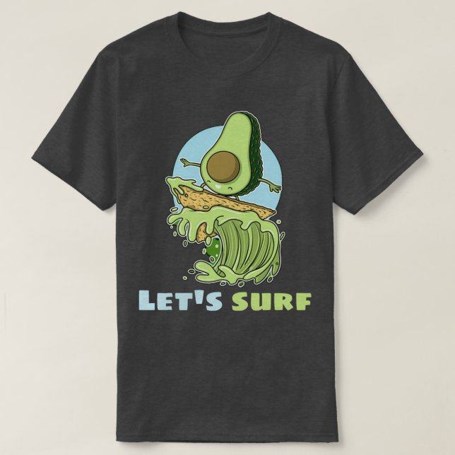 Camiseta Funny Avocado Surfing 4 1 (Frente do Design)
