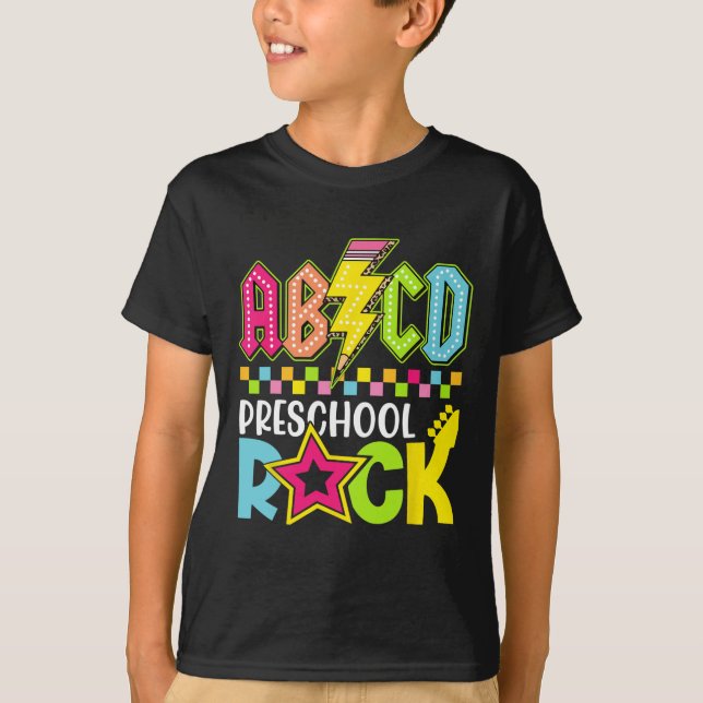Camiseta Funny Back To School Lightning Bolt Preschool Rock (Frente)