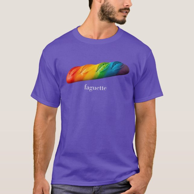 Camiseta Funny Baguette Rainbow Faguette LGBTQ Pride Month  (Frente)