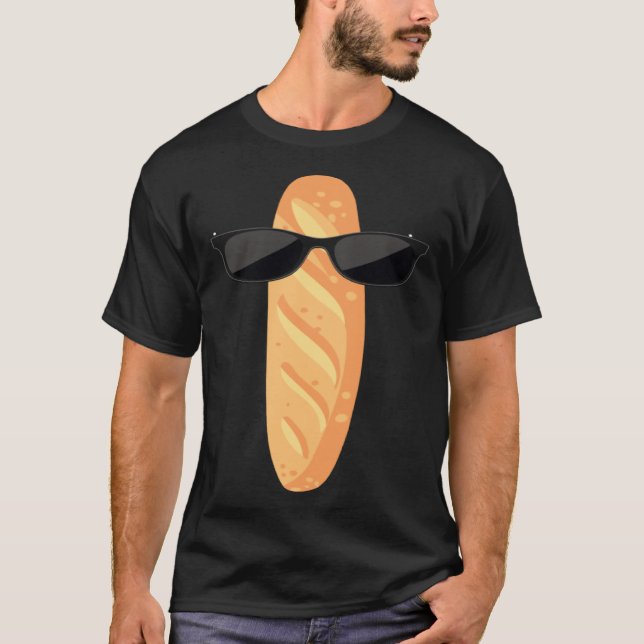 Camiseta Funny Baguette With Sunglasses French Pastry (Frente)