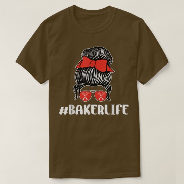 Camiseta Funny Baker Life Baking Lover Óculos Solares Arco  (Frente do Design)