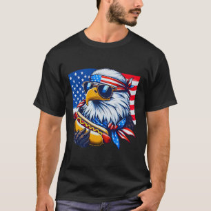 Camiseta Funny Bald Eagle Hotdog American Flag 4 De Julho