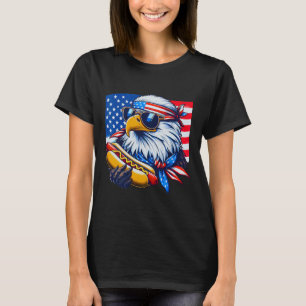 Camiseta Funny Bald Eagle Hotdog American Flag 4 De Julho