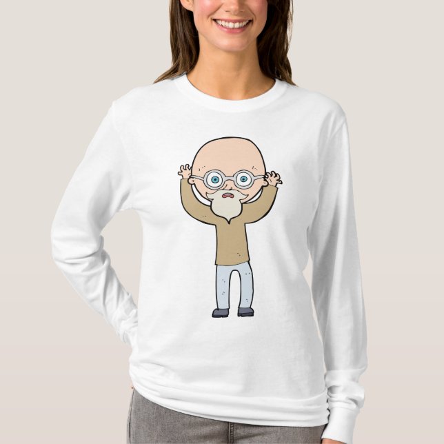 Camiseta Funny Bald Quirky Old Man with Beard (Frente)
