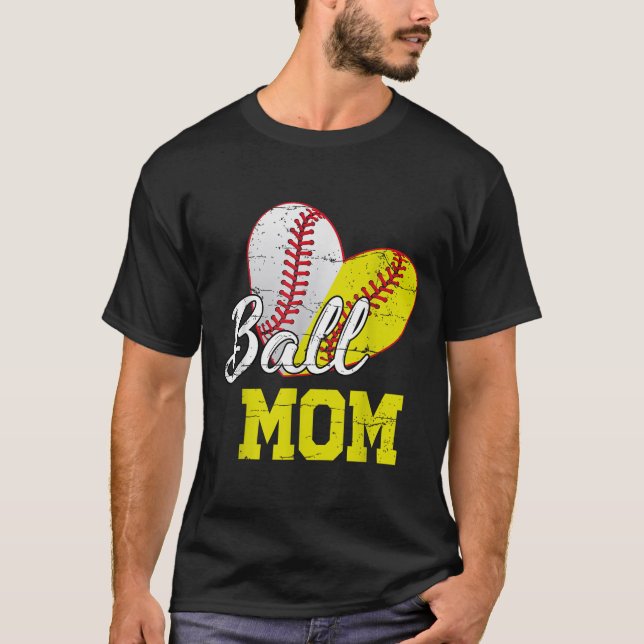 Camiseta Funny Ball Mom Softball Baseball For Women Mothers (Frente)