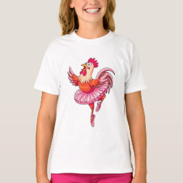 Camiseta Funny Ballerina Chicken Cartoon Cute Dancing Pink 