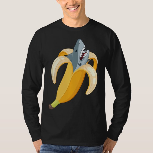 Camiseta Funny Banana Tubarão-Fruta Amante de os animais (Frente)