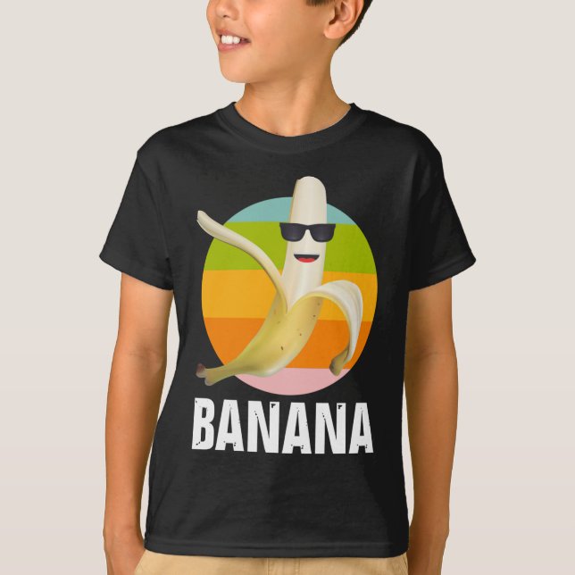 Camiseta Funny Banana Vestindo óculos escuros Fruta retrô (Frente)
