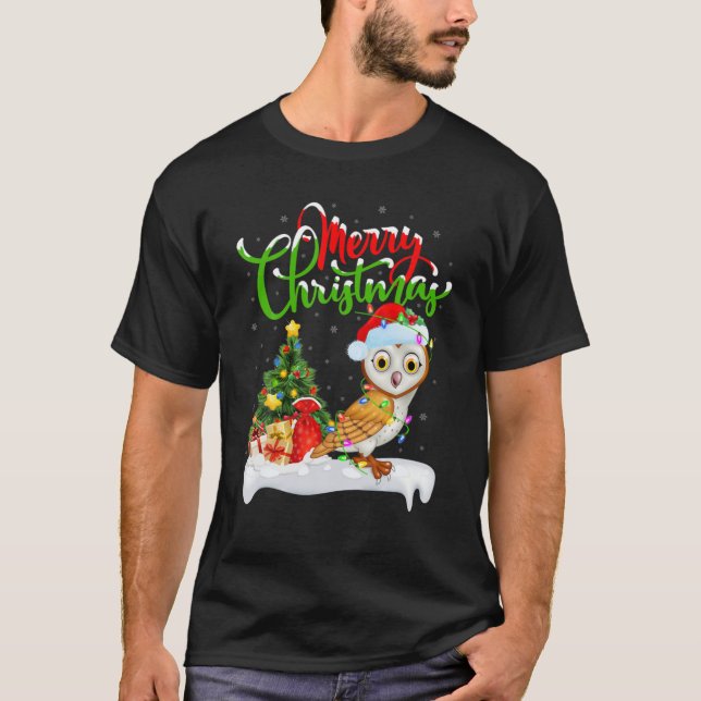 Camiseta Funny Barn Owl Lover Xmas Lighting Barn Owl C (Frente)