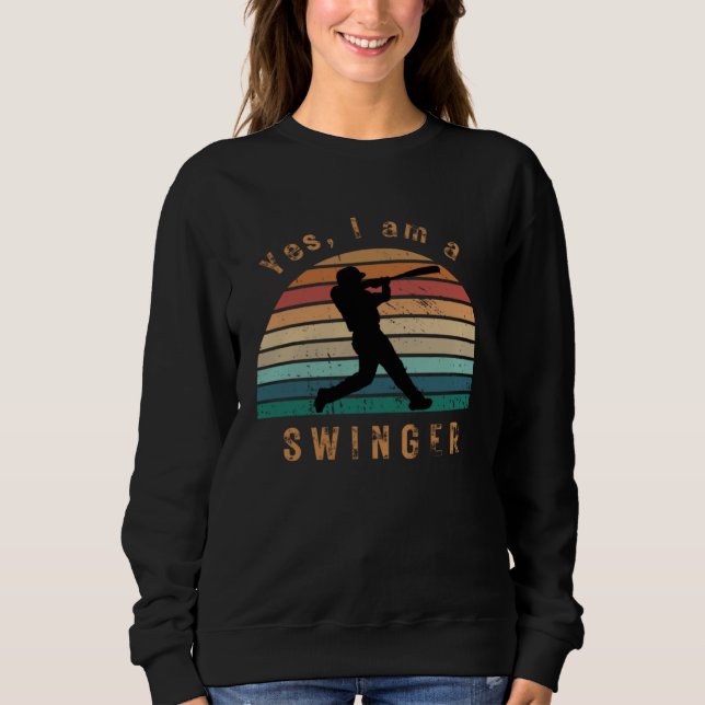 Camiseta Funny Baseball Design (Yes, I am a swinger) retro  (Frente)