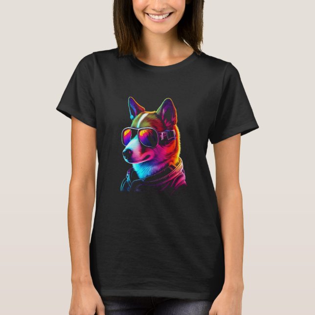 Camiseta Funny BasenjiDog owner Vaporwave Notorious DJ (Frente)