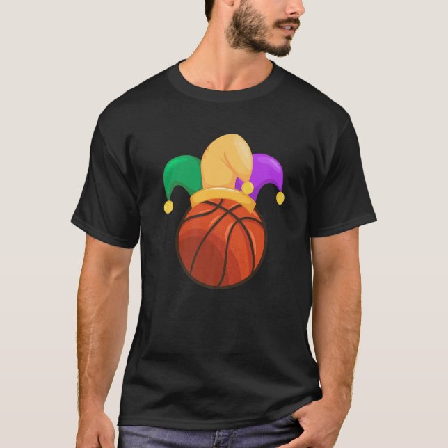 Camiseta Funny Basketball Mardi Gras Jester Hat Festival Pa (Frente)