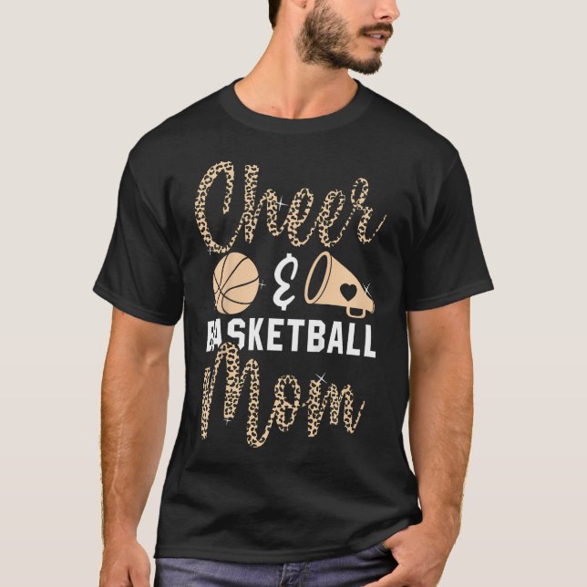 Camiseta Funny Basquete Cheer Fan Leopard Mães Ch (Frente)