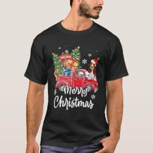 Camiseta Funny Basset Hound Ride Red Truck Feliz Natal