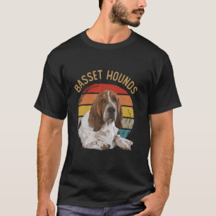 Camiseta Funny Basset Hounds Cães Vintage Art Bichos