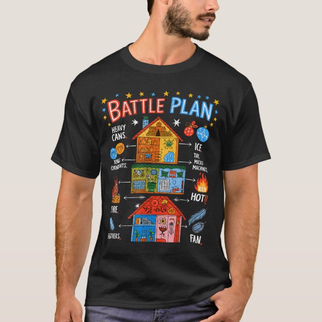 Camiseta Funny Battle Plan Christmas Home Kids Hand Dawn Al (Frente)