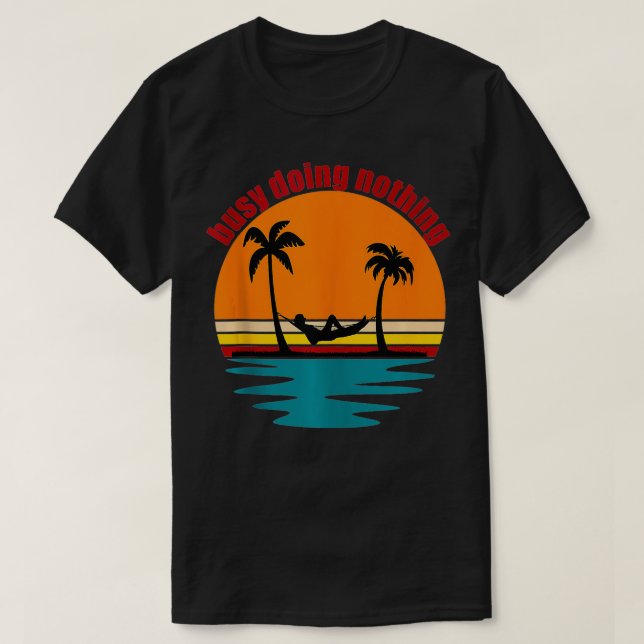 Camiseta Funny Beach Life Hammock Palm Trees Sun Surf Sand (Frente do Design)