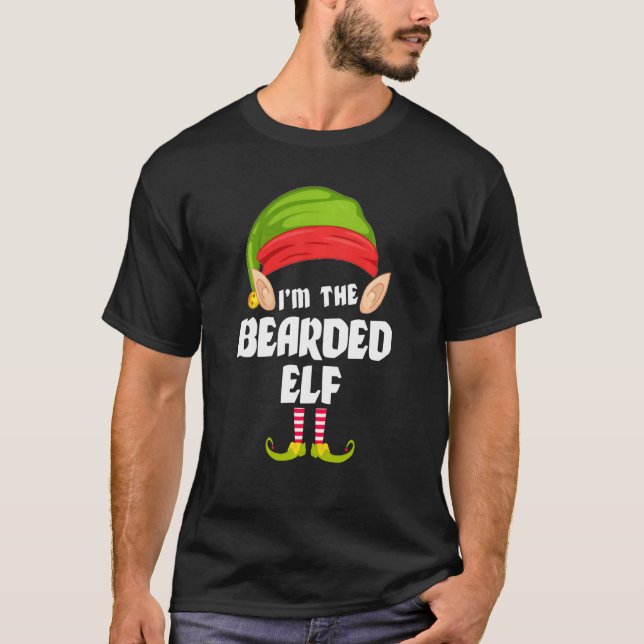 Camiseta Funny Beared Elf Matching Family Group Pj Christm (Frente)