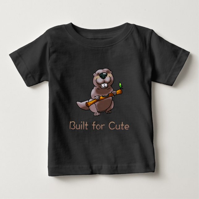 Camiseta Funny Beaver Cartoon – Built for Cute (Frente)
