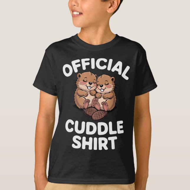 Camiseta Funny Beavers Hugging Cuddle  (Frente)