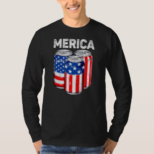 Camiseta Funny Beer American Flag USA 4 De Julho Bebendo