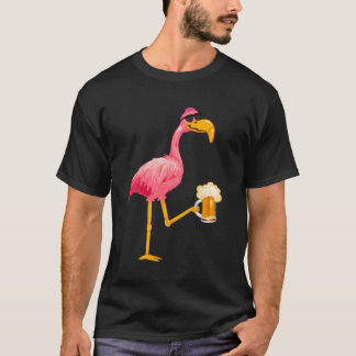 Camiseta Funny Beer and Flamingo Lover - Flamingo Wearing S