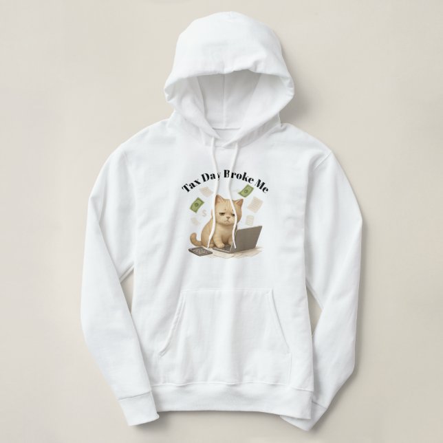 Camiseta Funny Beige Minimal Stressed Cat Tax Day (Frente do Design)