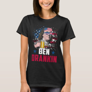 Camiseta Funny Ben Drankin 4 De Julho Dos Eua Bandeira Home