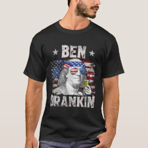 Camiseta Funny Ben Drankin 4 De Julho Dos Eua Bandeira Home