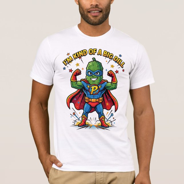 Camiseta Funny Big Dill Pickle Superhero Comic Graphic (Frente)