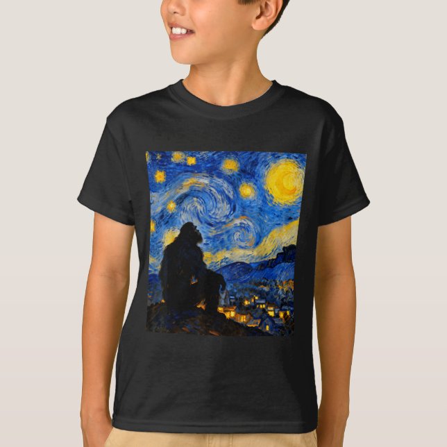 Camiseta Funny Bigfoot Graphic Van Gogh Style Sasquatch Sta (Frente)