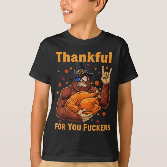 Camiseta Funny Bigfoot Thanksgiving Thankful For You Forers (Frente)