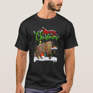 Camiseta Funny Bison Amante de os animais Xmas Lighting Bis