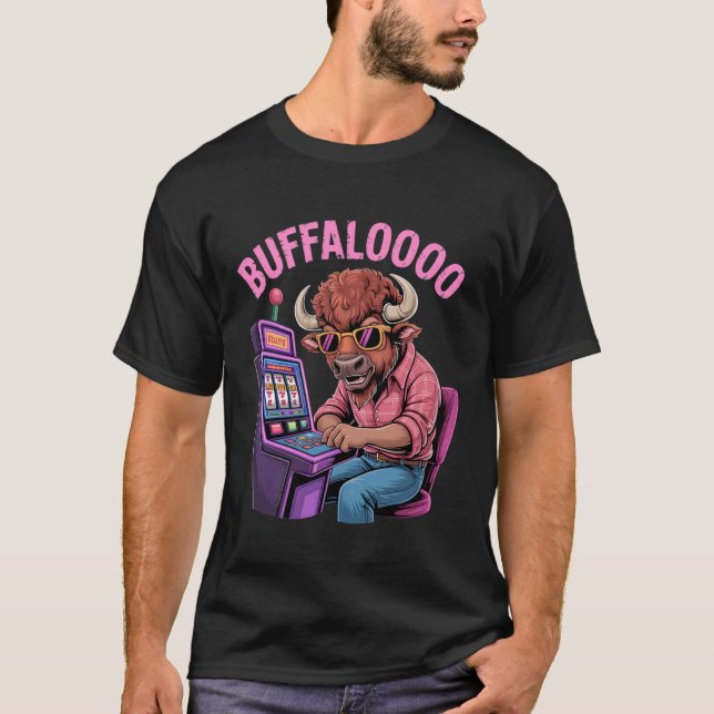Camiseta Funny Bison Slot Machine Player Retro Buffalooo Ca (Frente)